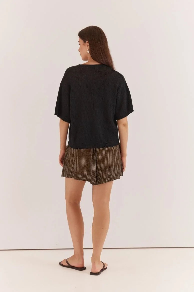 SASS Noni Relaxed Knit Tee - Black