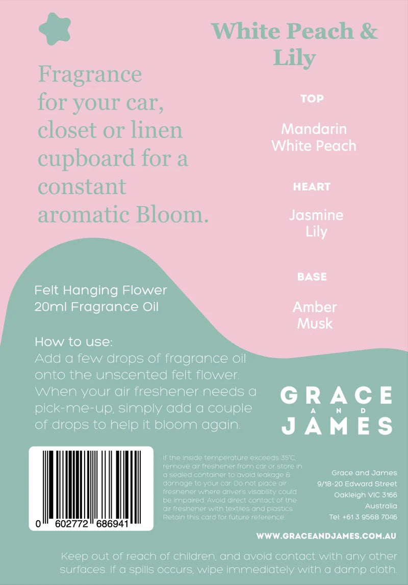 BLOOM Felt Air Freshner Set - White Peach & Lily