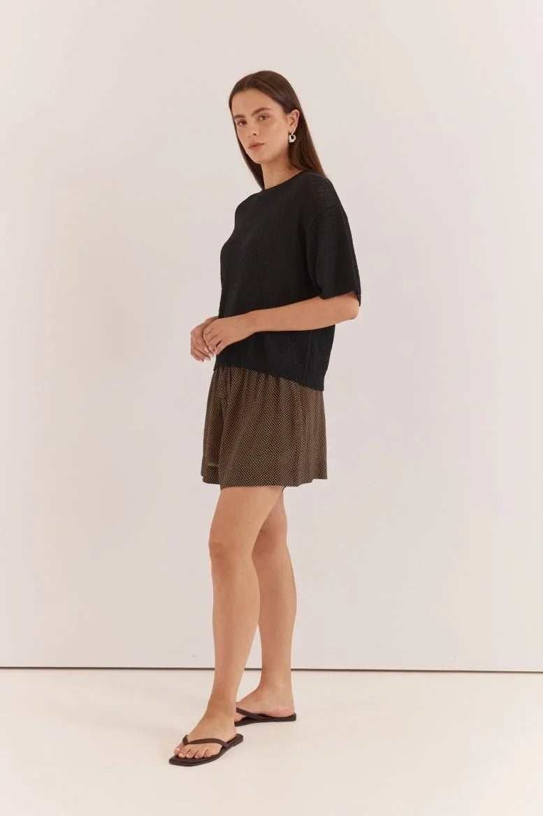 SASS Noni Relaxed Knit Tee - Black