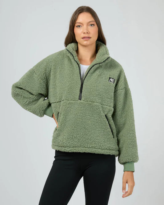 AAE ACTIVE Amara Quarter Zip Teddy - Khaki