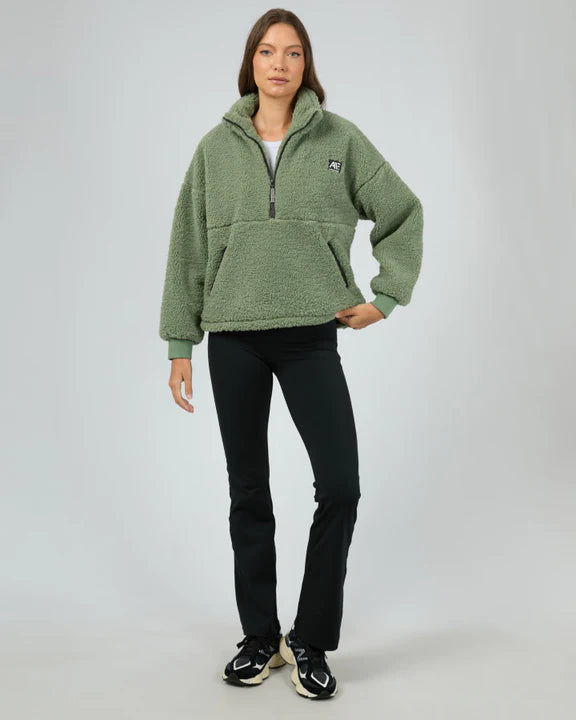 AAE ACTIVE Amara Quarter Zip Teddy - Khaki