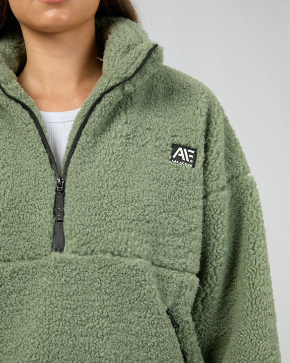 AAE ACTIVE Amara Quarter Zip Teddy - Khaki