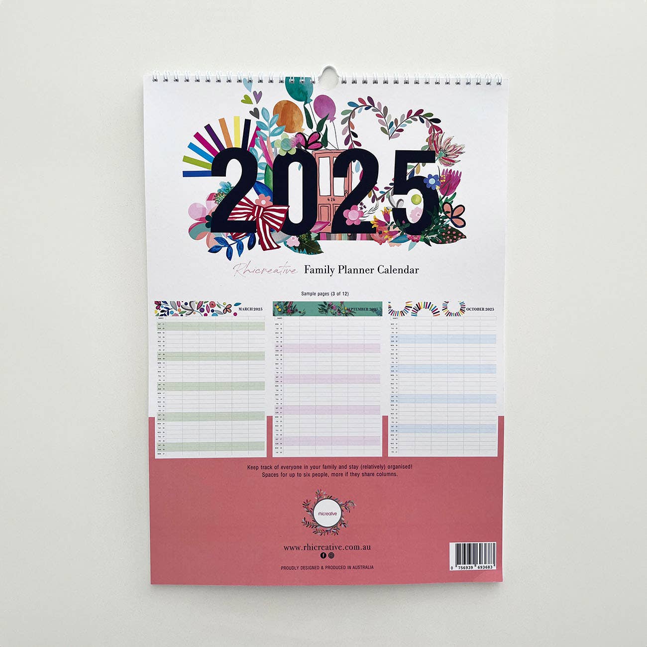 RHICREATIVE 2025 Family Planner Calendar