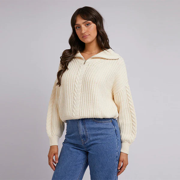 ALL ABOUT EVE Dahlia 1/4 Zip Knit - Vintage White