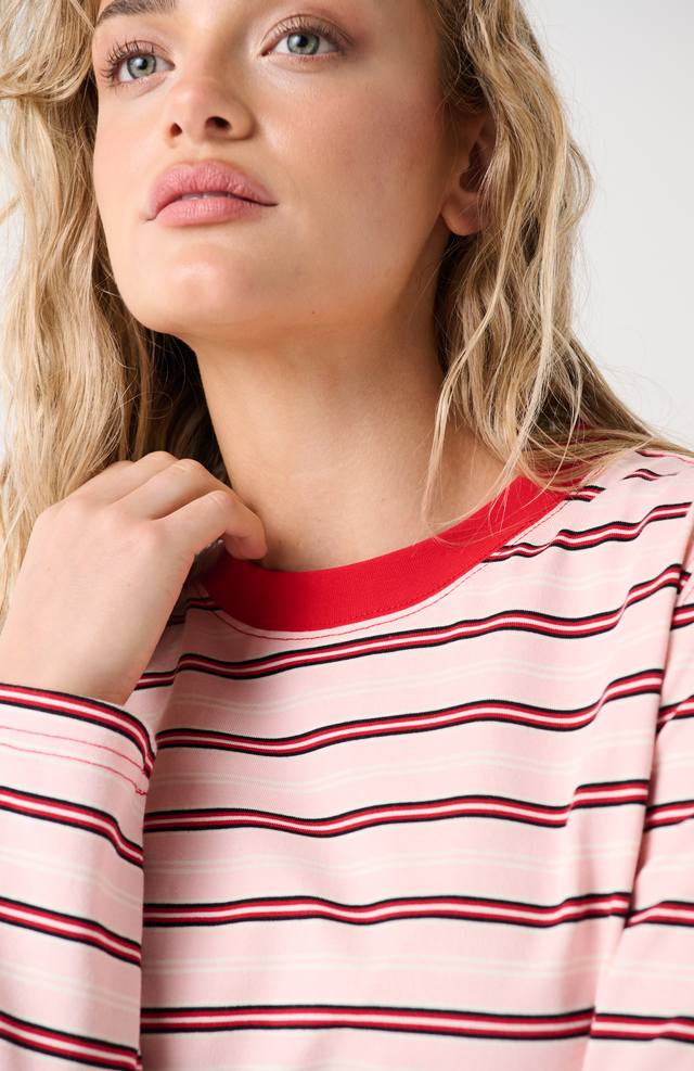 CARTEL & WILLOW Felix Long Sleeve - Pink & Red Stripe