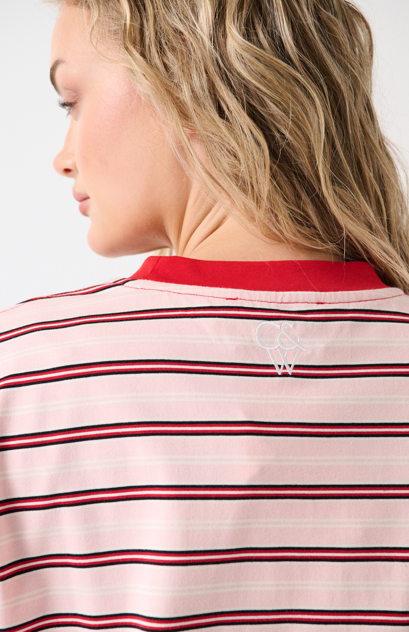 CARTEL & WILLOW Felix Long Sleeve - Pink & Red Stripe