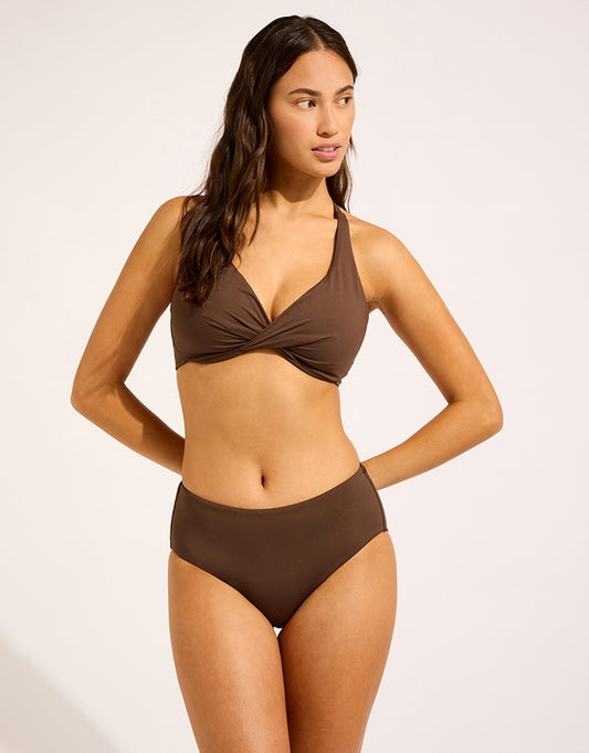 SEAFOLLY Collective Wide Side Retro Bikini Bottom - Dark Chocolate
