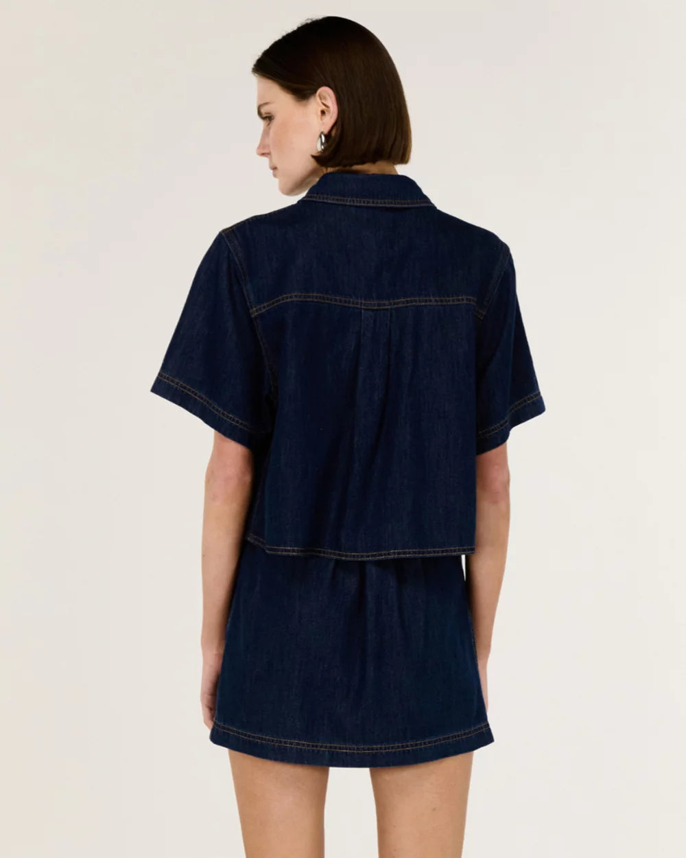 STAPLE THE LABEL Lea Crop Demin Shirt - Indigo