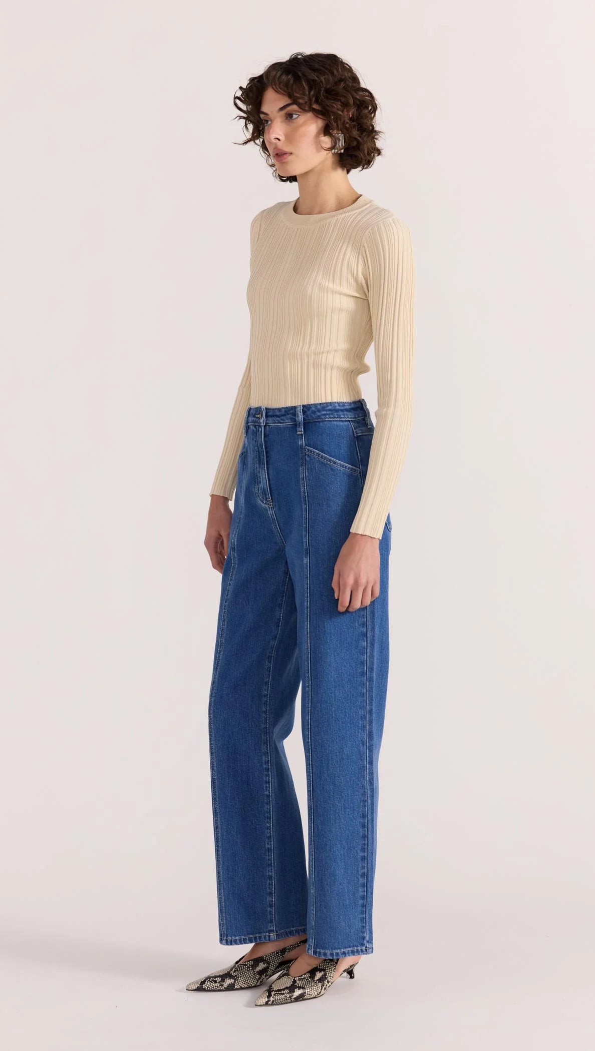 STAPLE THE LABEL Kyra Rib Knit Top - Ecru