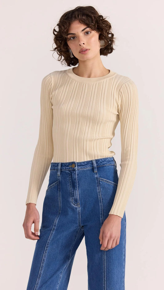 STAPLE THE LABEL Kyra Rib Knit Top - Ecru