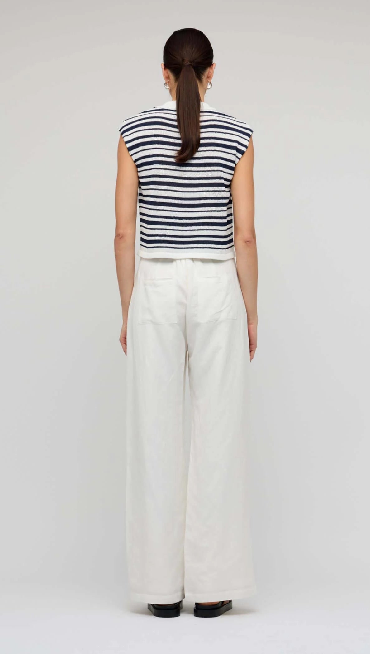 STAPLE THE LABEL Palmer Stripe Knit Tank - White/Navy Stripe