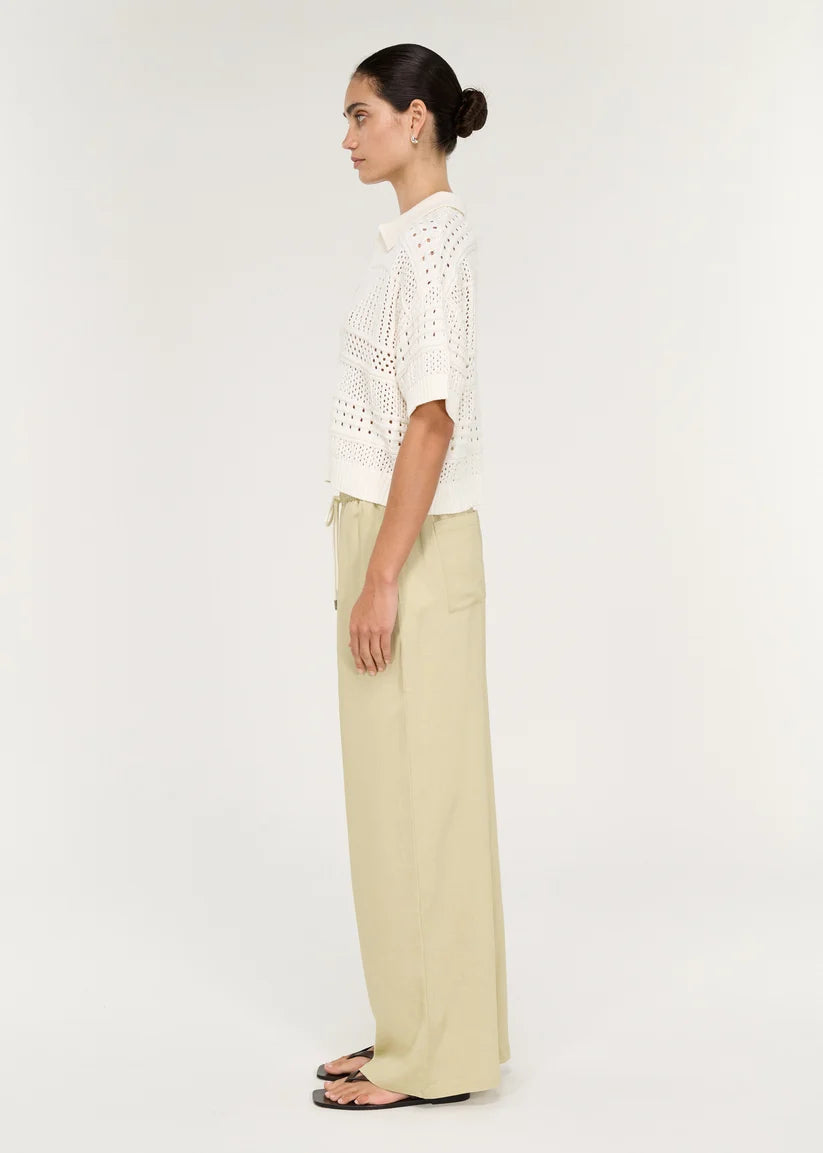 STAPLE THE LABEL Nova Crochet Polo Shirt - Cream