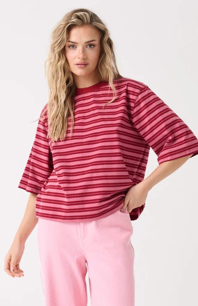 CARTEL & WILLOW  Hallie Tee - Boysenberry Stripe