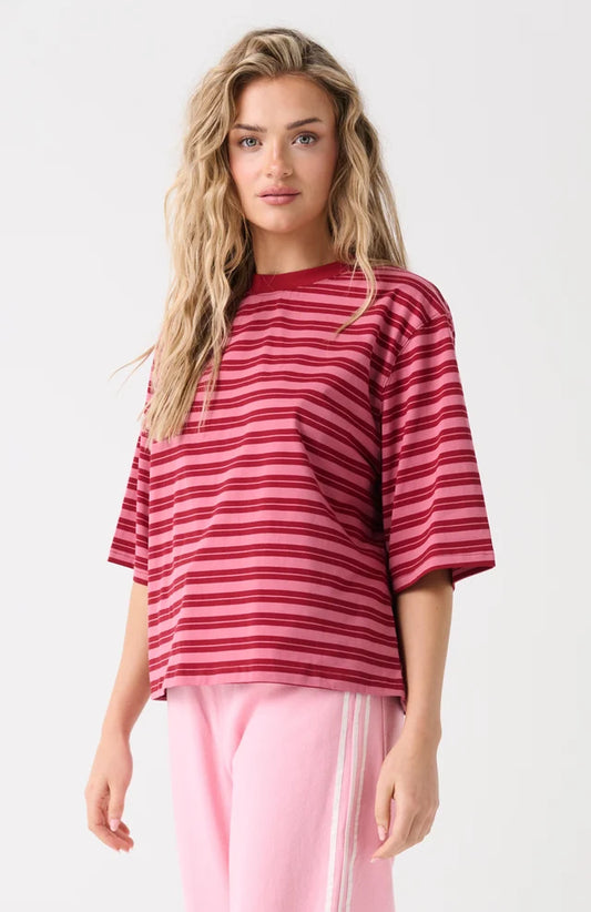 CARTEL & WILLOW  Hallie Tee - Boysenberry Stripe