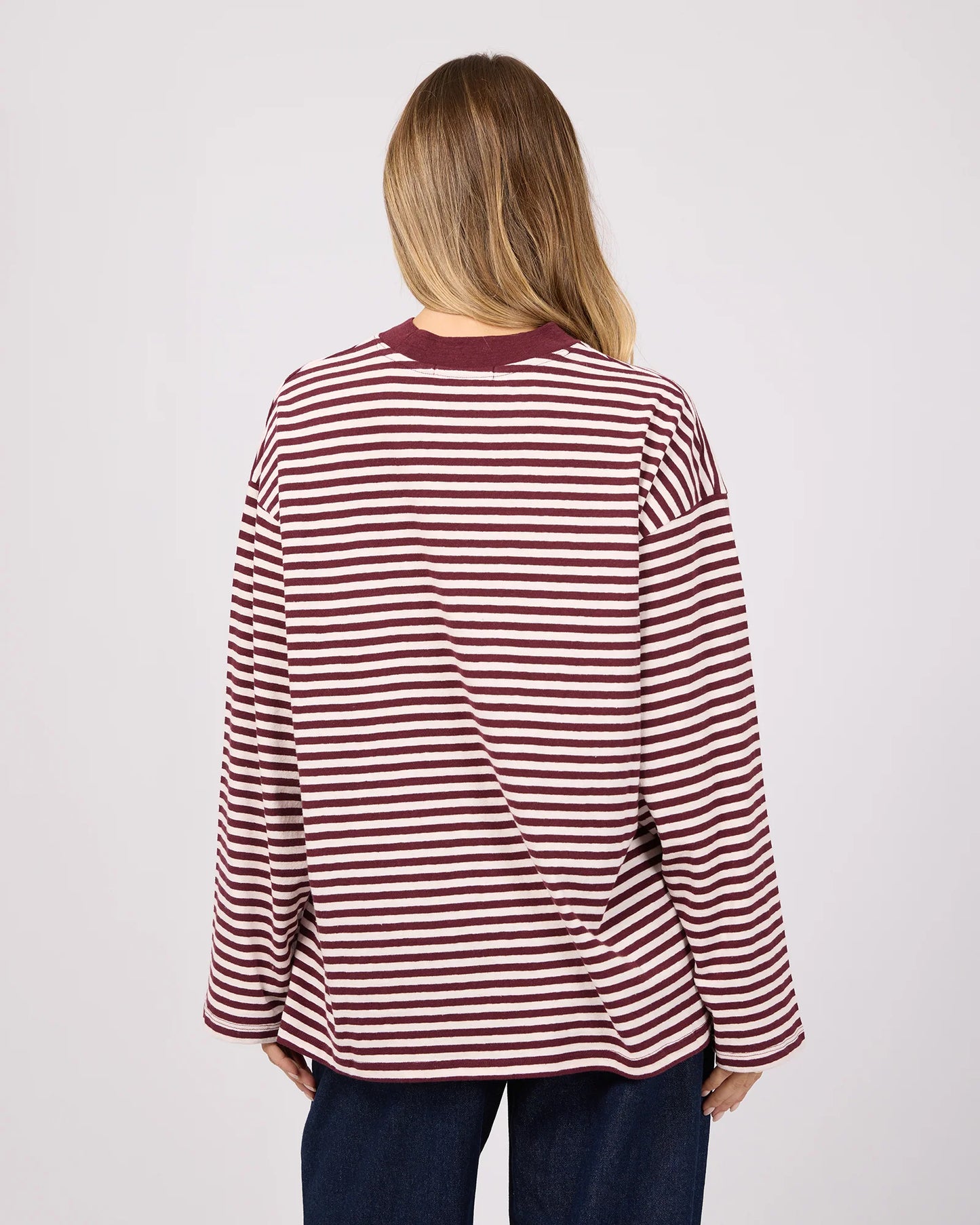 ALL ABOUT EVE Paloma Long Sleeve Stripe Tee - Port