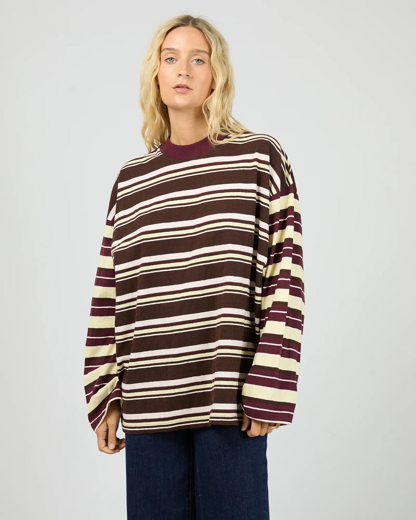 ALL ABOUT EVE Pippa Long Sleeve Stripe Tee - Yellow
