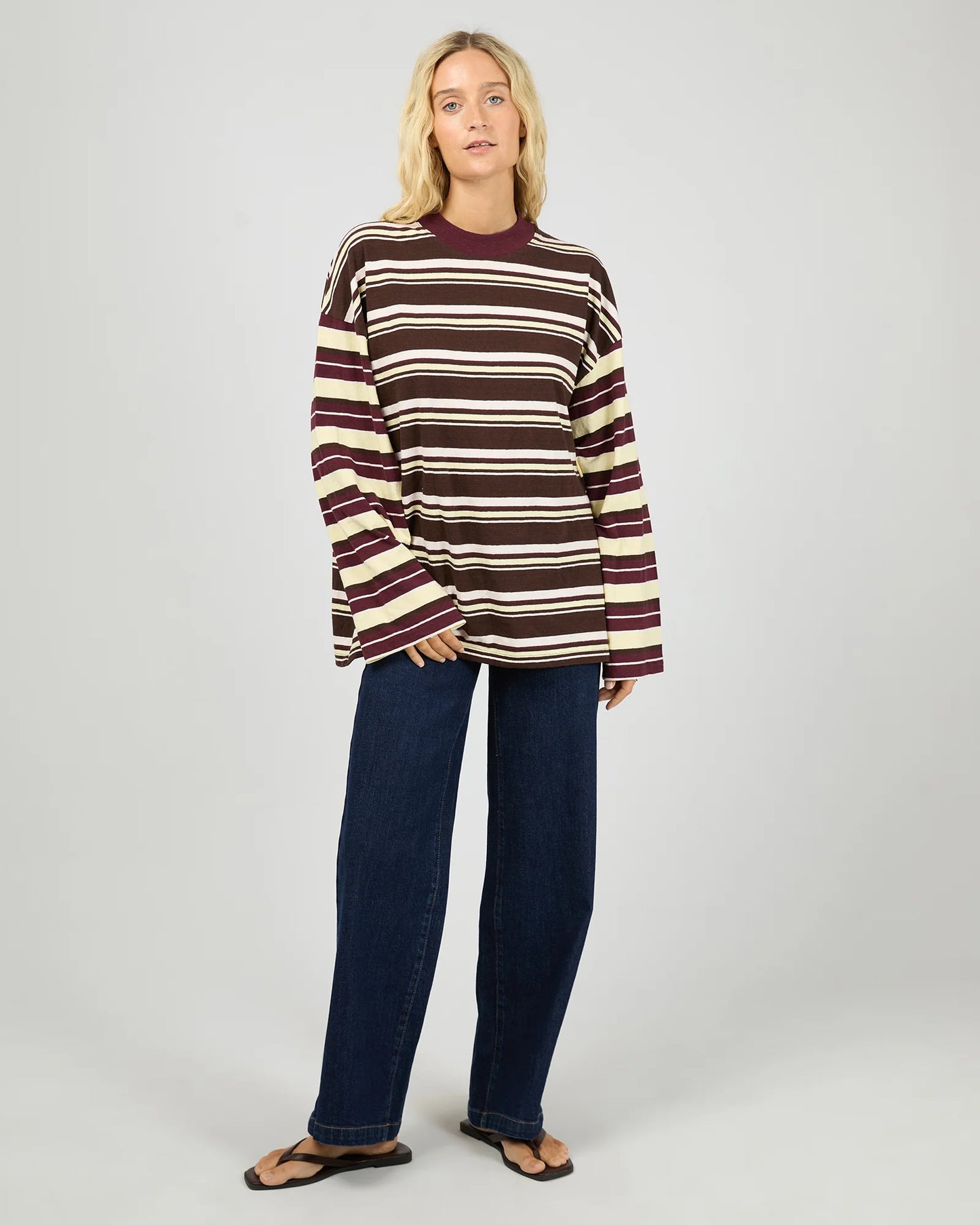 ALL ABOUT EVE Pippa Long Sleeve Stripe Tee - Yellow