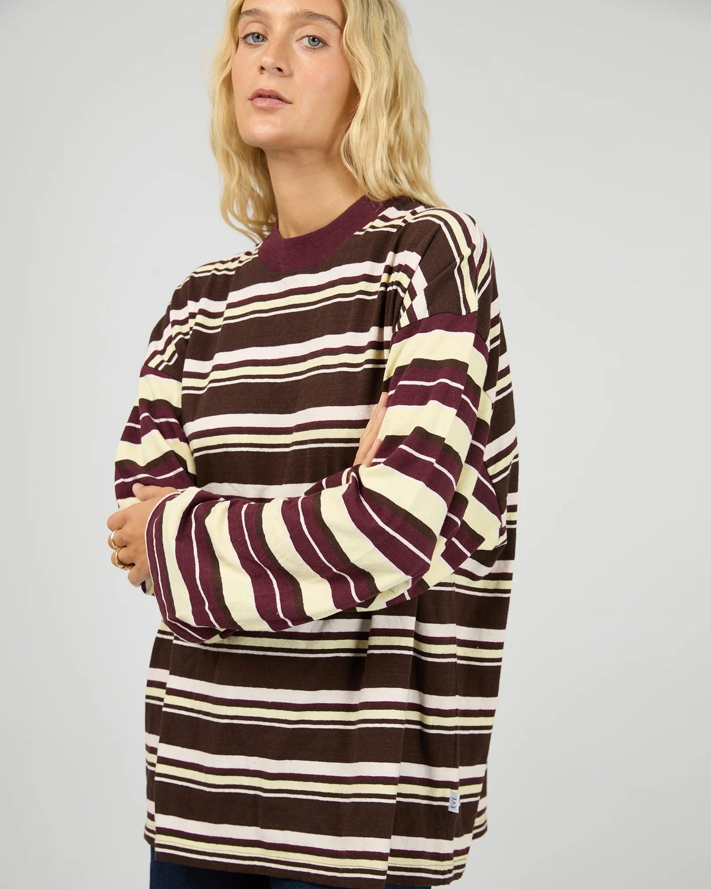 ALL ABOUT EVE Pippa Long Sleeve Stripe Tee - Yellow