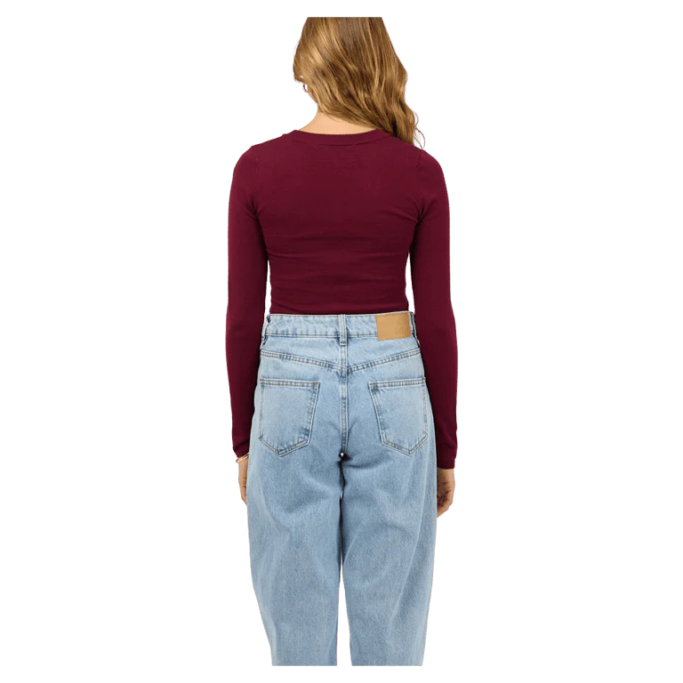 Silent theory Ashton Knit Vee L/S Top - Cherry