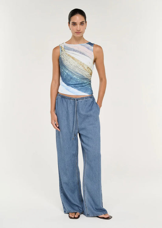 STAPLE THE LABEL Talia Chambray Denim Relaxed Pant