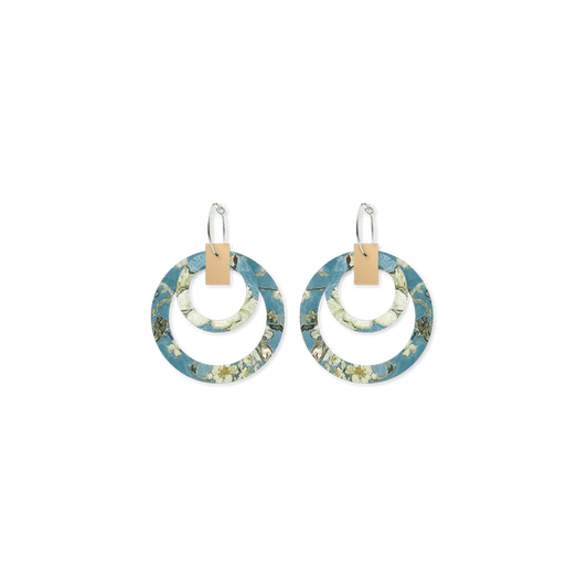Van Gogh Almond Blossom Double Halo hoop earrings