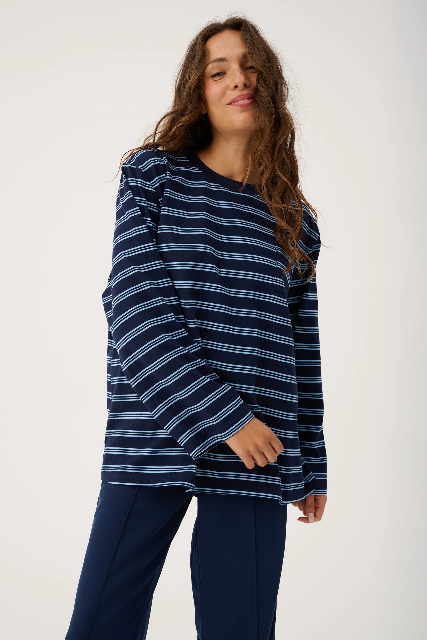 CARTEL & WILLOW Hayley Long Sleeve - Navy Stripe