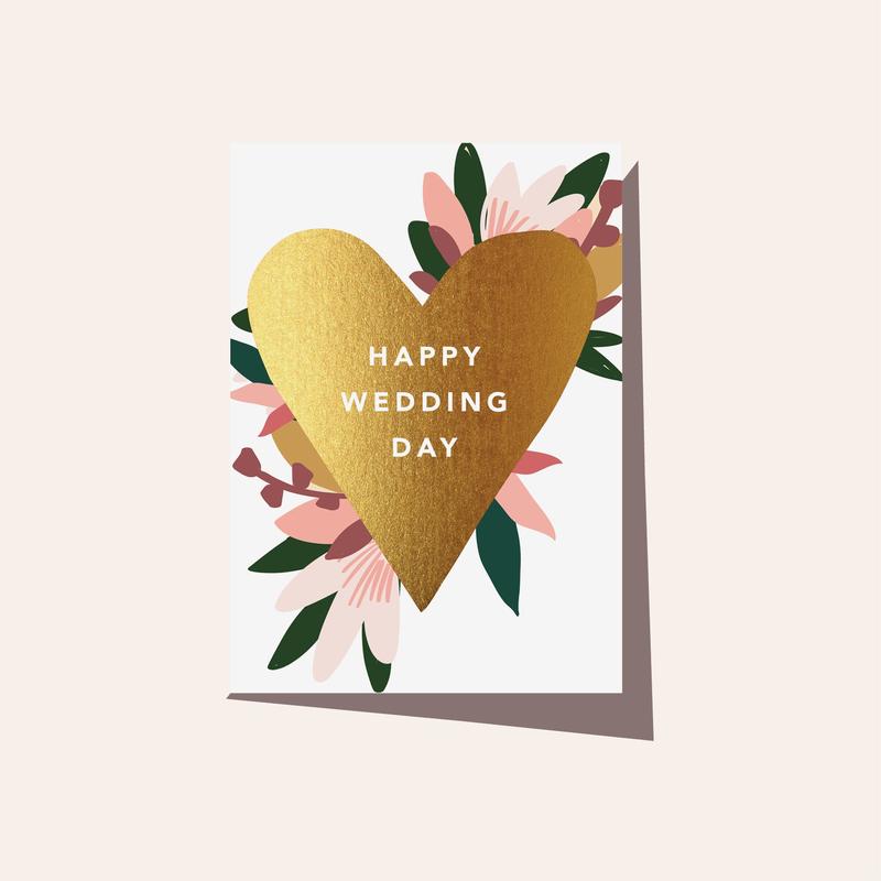 FLOWER WEDDING HEART CARD