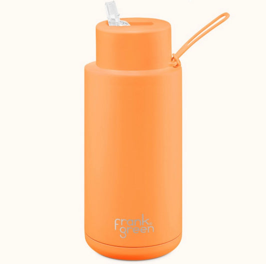 FRANK GREEN CERAMIC REUSABLE BOTTLE (1L) - NEON ORANGE